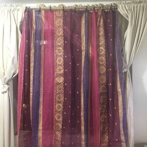 Oriental design fuchsia shower curtain + 12 hooks - NWT